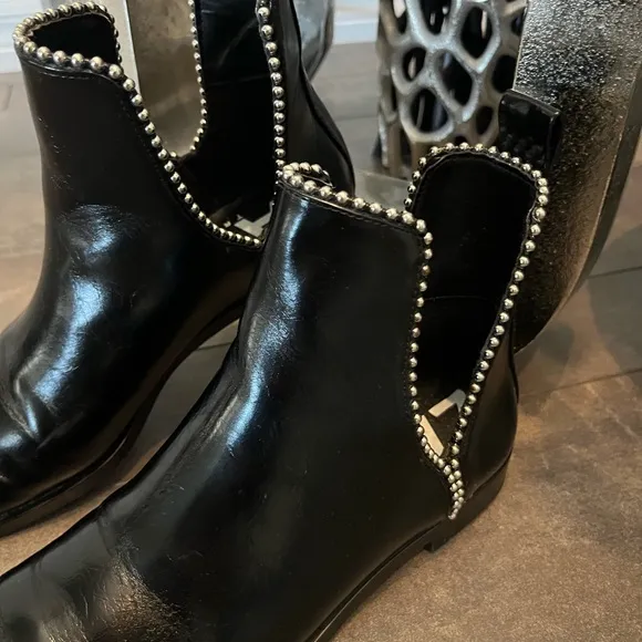Zara Black Ankle Boots with Silver Studs