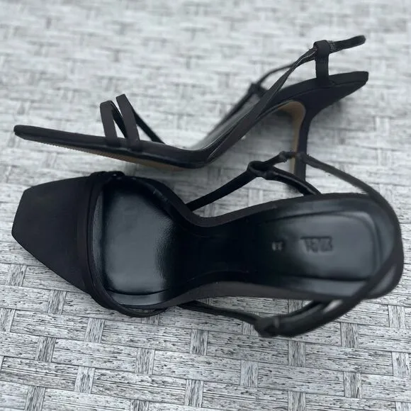 Zara black heeled sandals,front&amp; side straps, comfortable, stylish, 38 (7.5US)