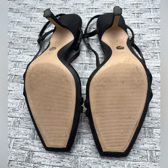Zara black heeled sandals,front&amp; side straps, comfortable, stylish, 38 (7.5US)