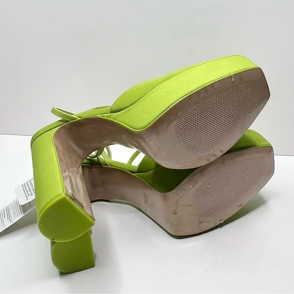 Zara Chunky Heeled Platform Shoes in Neon Green Size 39