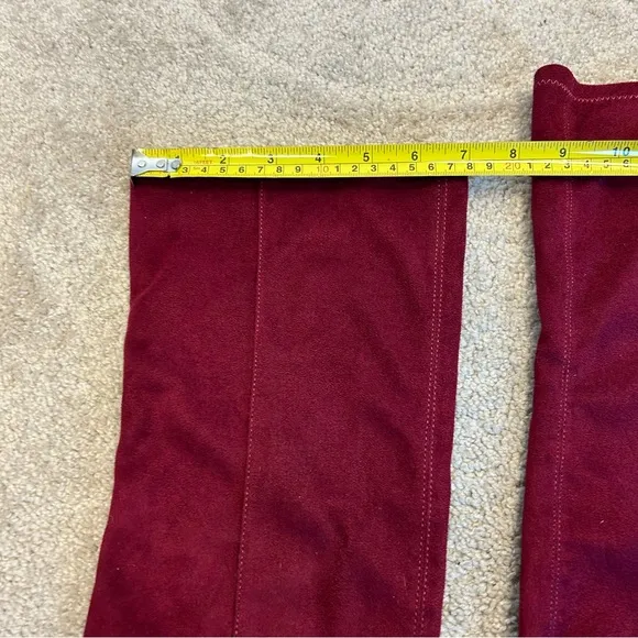 Zara faux Suede Burgundy Red Over Knee High Kitten Heel Pointed boots 6.5 NWT