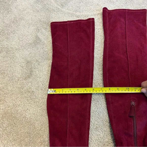 Zara faux Suede Burgundy Red Over Knee High Kitten Heel Pointed boots 6.5 NWT