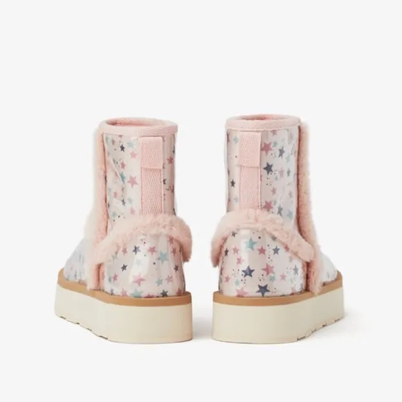 Zara girls pink faux fur trim vinyl boots