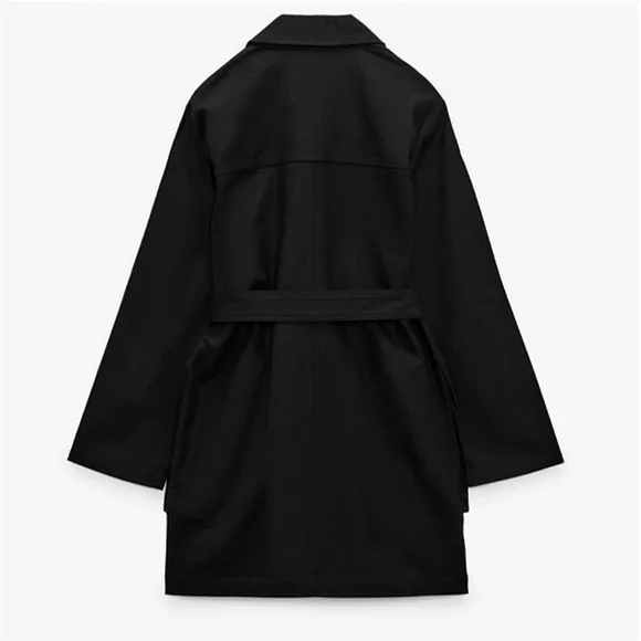 ZARA Jacket Blazer Linen Blend Black size XS