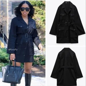 ZARA Jacket Blazer Linen Blend Black size XS