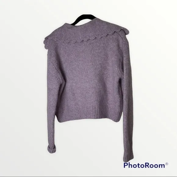 ZARA Lilac Lavender Rhinestone Button Front Sweater, Size Medium