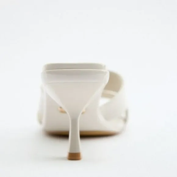 ZARA PADDED HIGH HEEL SANDALS WHITE - SIZE 8 EURO 39 NWT