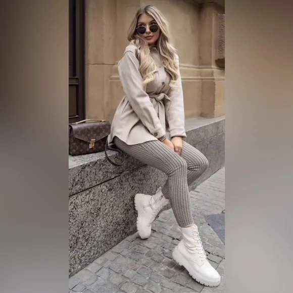ZARA SHOES LACED LEATHER HIGH TOPS COMBAT BOOTS