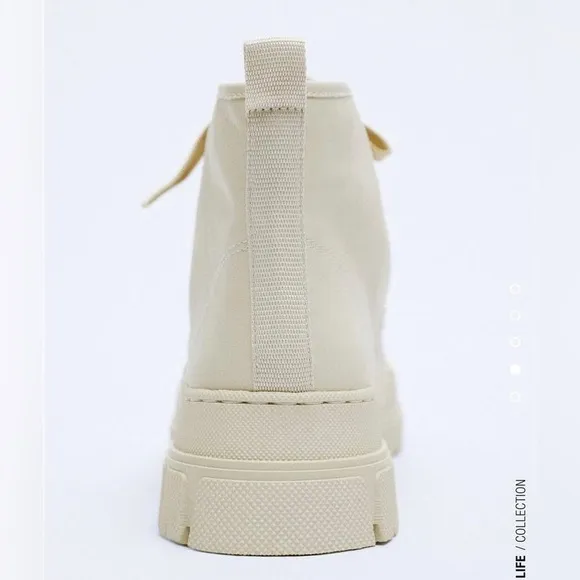 ZARA SHOES LACED LEATHER HIGH TOPS COMBAT BOOTS
