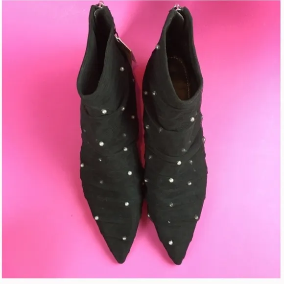 Zara Tulle with Faux Pearls Heeled Ankle Boot