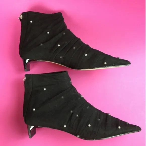 Zara Tulle with Faux Pearls Heeled Ankle Boot