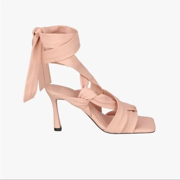 Zara NWT Studio Genuine Leather Square Toe Sandals Dust Pink Size US 9 EU 40