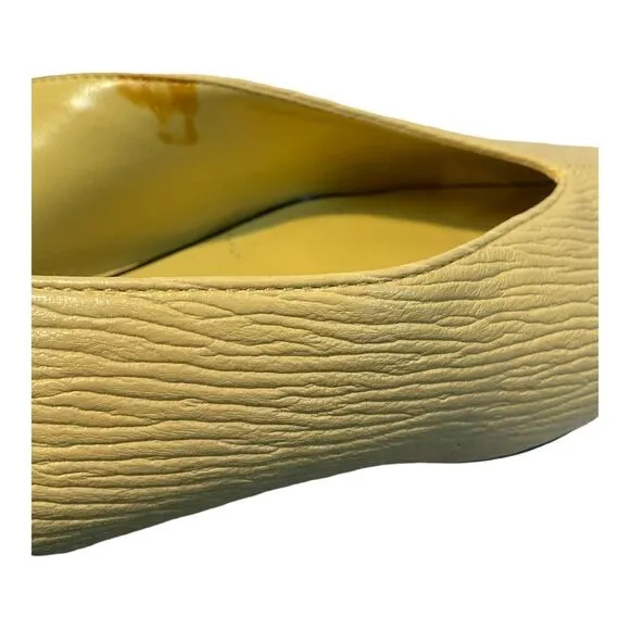 Zara Women’s Size 7  Yellow Pointy Toe Slingback Kitten Heel Flat Sandals Shoes