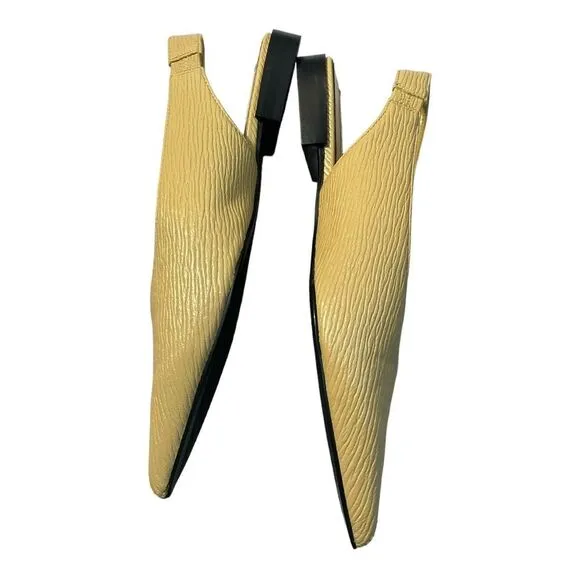 Zara Women’s Size 7  Yellow Pointy Toe Slingback Kitten Heel Flat Sandals Shoes