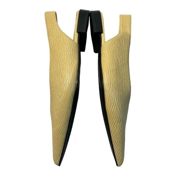 Zara Women’s Size 7  Yellow Pointy Toe Slingback Kitten Heel Flat Sandals Shoes