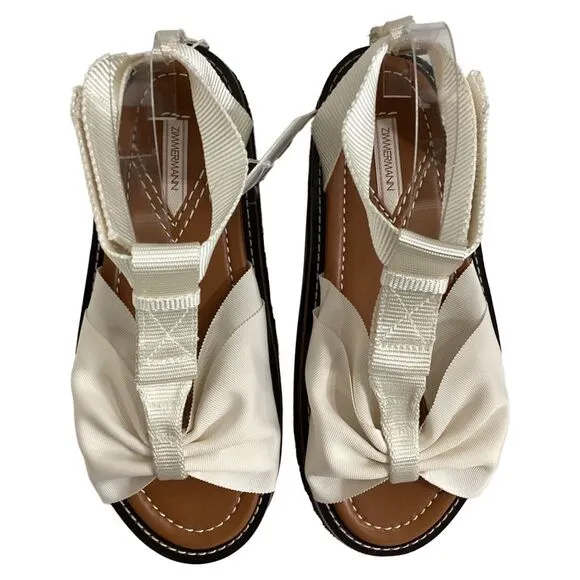Zimmermann Bow Front Sandal in White Nylon